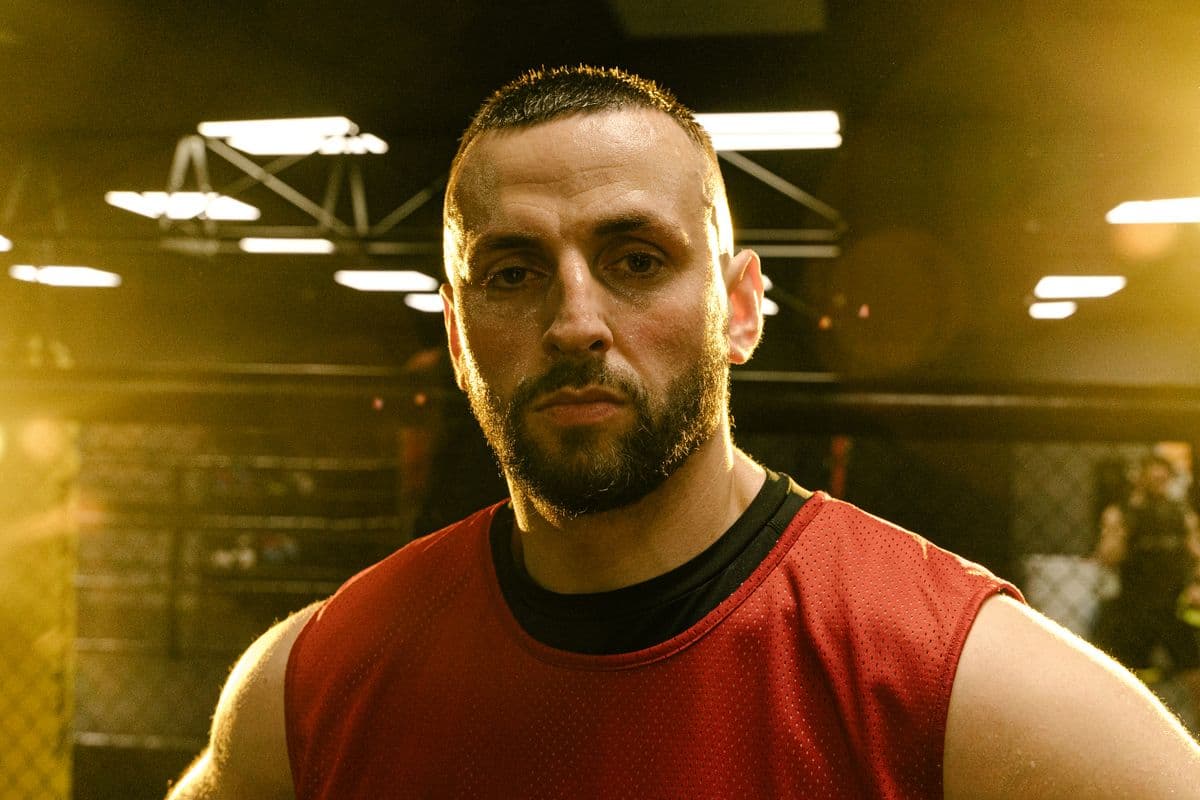 Member focused during a strength training session
