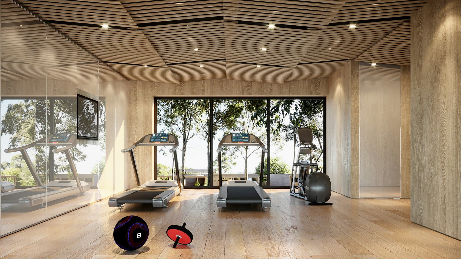 Modern training floor with cardio equipment at Aarvi Gym